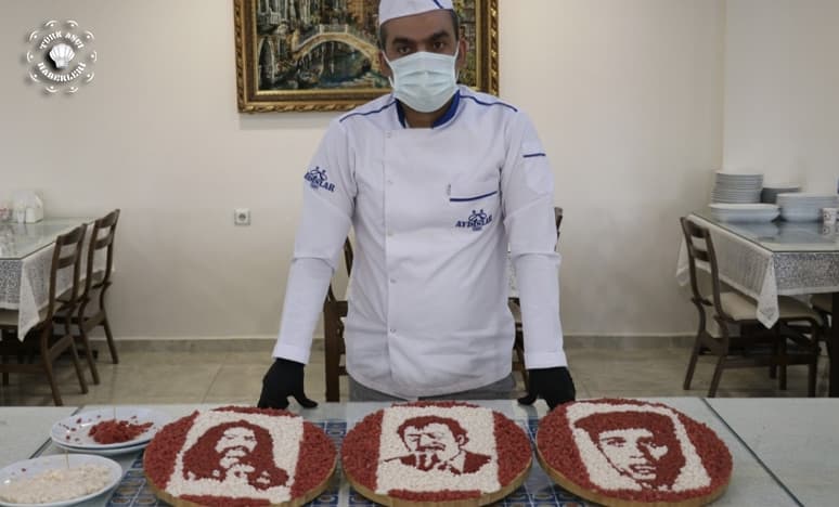 Şef Orhan Ayaz Et Ürünlerinden Portre Yapıyor